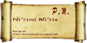 Páricsi Mária névjegykártya